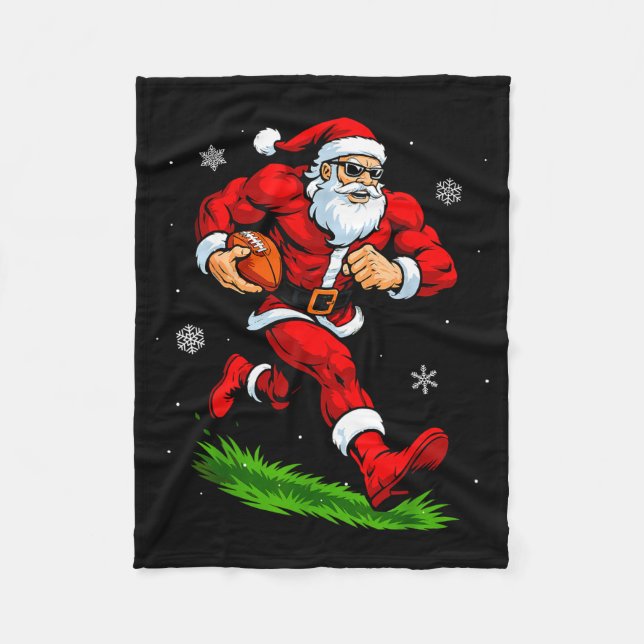 Cobertor De Velo Santa Playing Football Xmas Funny Christmas Footba (Frente)