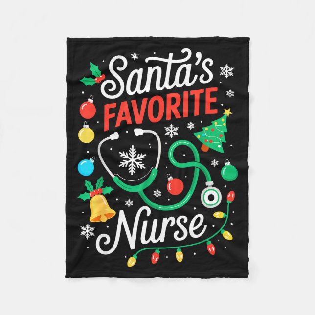 Cobertor De Velo Santa's Favorite Nurse Shirt Men Women Funny Chris (Frente)
