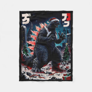 Cobertor De Velo Santazilla Monstro Japonês Kaiju Dinossauro Natal