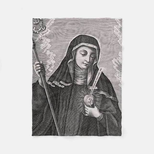 Cobertor De Velo Santo Gertrude mística alemã beneditina Excelente (Frente)