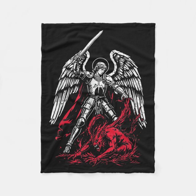 Cobertor De Velo São Miguel Arcanjo Derrota Satanás Católico  (Frente)
