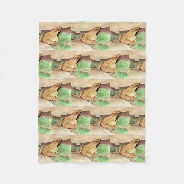 Cobertor De Velo Sapo de madeira Aquarela (Frente)