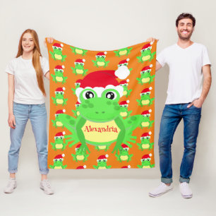Cobertor De Velo Sapo de Natal Santa Hat Orange Novelty