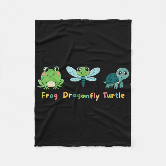 Cobertor De Velo Sapo Dragonfly Turtle Cute Kids Animais Amigos _1 (Frente)