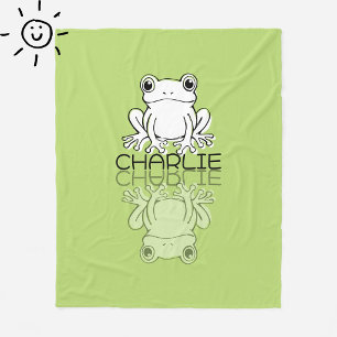 Cobertor De Velo Sapo Verde Fofo Reflexo Doodle Nome Personalizado