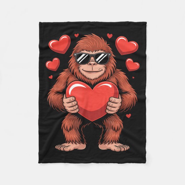 Cobertor De Velo Sasquatch Valentine's Day - Bigfoot Heart Sungles  (Frente)