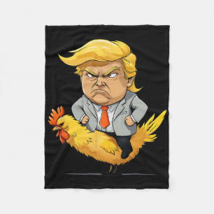 Cobertor De Velo Sátira de Trump Galo Jockey - Humor Político Engra