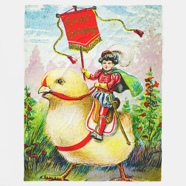 Cobertor De Velo Saudações à Páscoa Whimsical: Cavaleiro sobre o Pi (Frente)