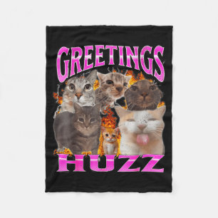 Cobertor De Velo Saudações Huzz Meme de Gato Engraçado Gráfico de C