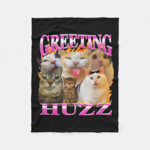 Cobertor De Velo Saudações Huzz Meme de Gato Engraçado Gráfico de C