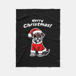 Cobertor De Velo Schnauzer de Natal Cachorro Divertido Papai Noel F