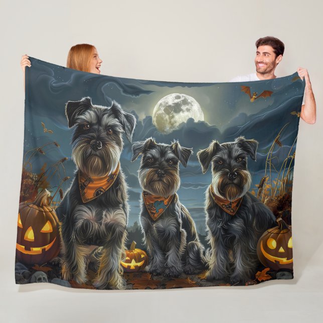 Cobertor De Velo Schnauzer Halloween Assustador (In Situ)