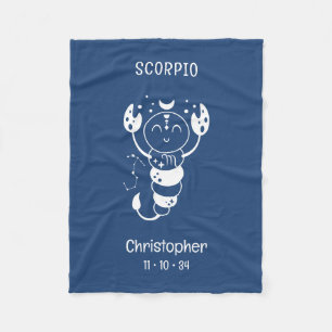 Cobertor De Velo Scorpio Zodóide Nome Estrela Birthdate Blue Baby