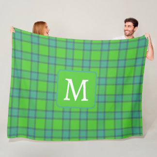 Cobertor De Velo Scottish green &blue Plaid monogram