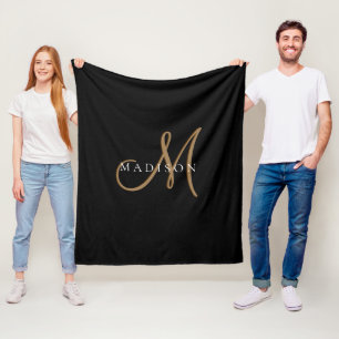 Cobertor De Velo Script de Monograma Dourado e Na moda rico