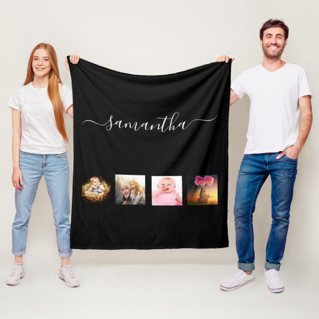 Cobertor De Velo Script de nome de colagem da família de fotos pret (In Situ)
