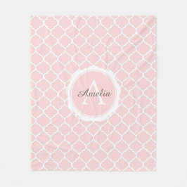 Cobertor De Velo Script Moderno Branco Cor-de-rosa monograma elegan