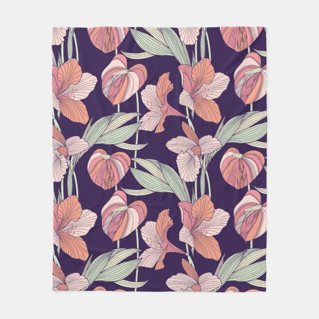 Cobertor De Velo Seamless floral patternpattern,flower,orchid,moder (Frente)