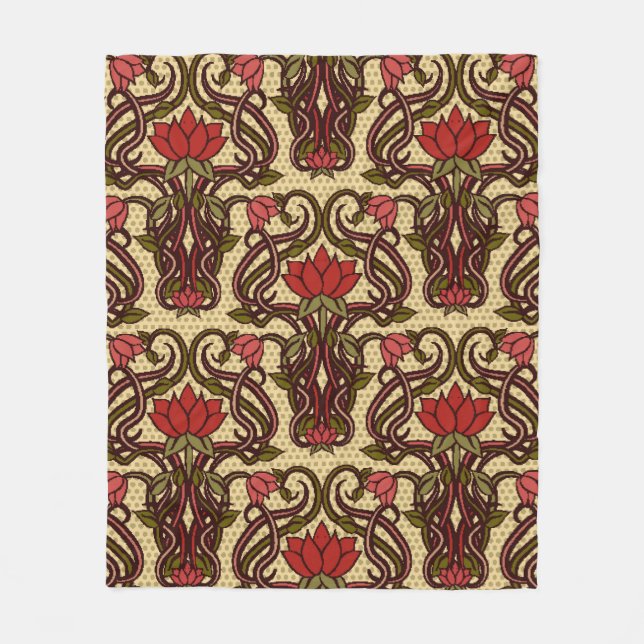 Cobertor De Velo Seamless floral wallpaper in art nouveau style, Vi (Frente)