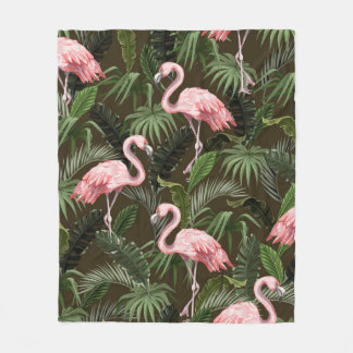 Cobertor De Velo Seamless pattern with flamingo and tropical leaves