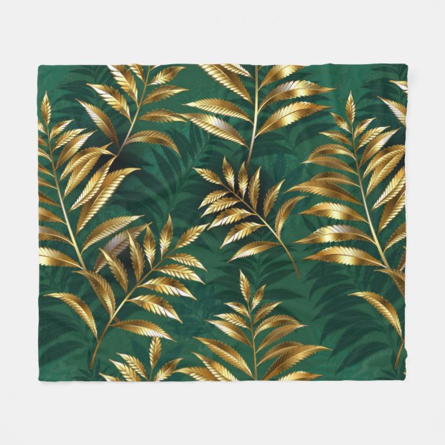 Cobertor De Velo Seamless pattern with golden ferns (Frente (Horizontal))