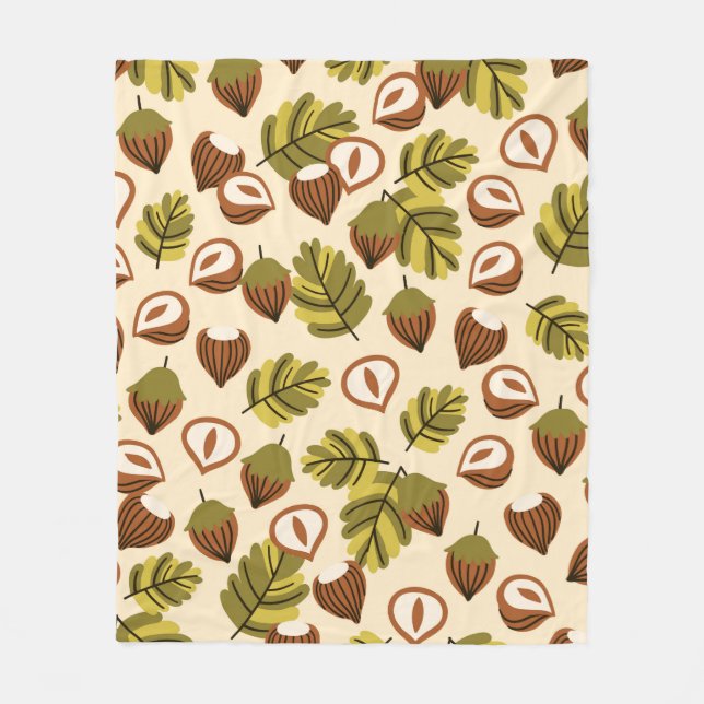 Cobertor De Velo Seamless pattern with hazelnut leaves and acorns. (Frente)