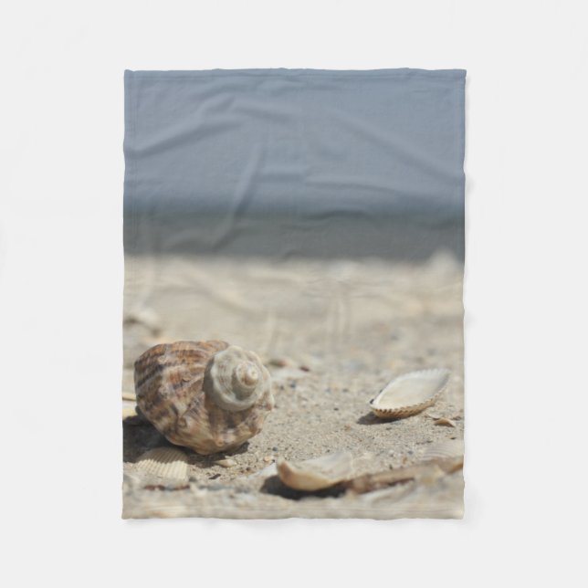 Cobertor De Velo Seashells na areia pelo mar (Frente)