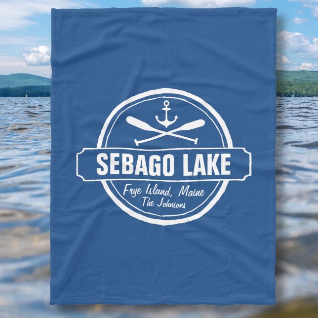 COBERTOR DE VELO SEBAGO LAKE MAINE PERSONALIZADO CIDADE E NOME (Criador carregado)