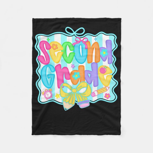 Cobertor De Velo Second Grade Back To School 2nd Grade Coquette Tea (Frente)