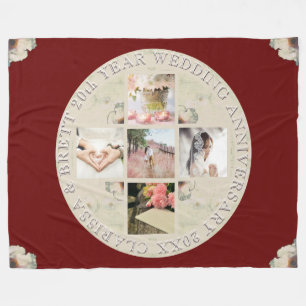 Cobertor De Velo segundo yr. Casamento Aniversário 5 Fotos Borgonha