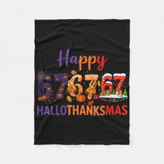 Cobertor De Velo Seis Sete Meme 67 Hallothanksmas Dia das Bruxas Na (Frente)