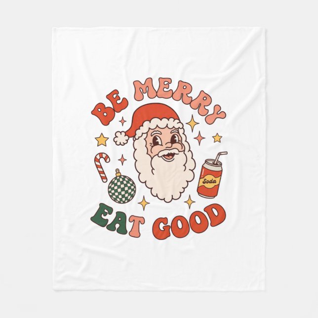 Cobertor De Velo Seja Alegre Coma Bom Natal Papai Noel Refrigerante (Frente)