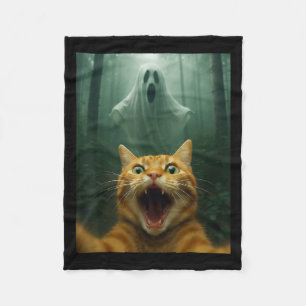 Cobertor De Velo Selfie de Gato Assustado Com Fantasma _ Fantasia D
