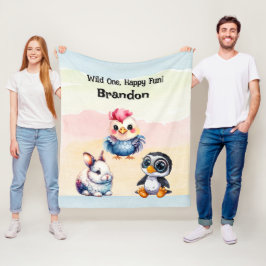 Cobertor De Velo Selvagem De Animais De Floresta Brincadeiras