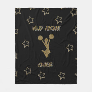 Cobertor De Velo Selvagem Sobre Barras Negras e Douradas Fleece Bla