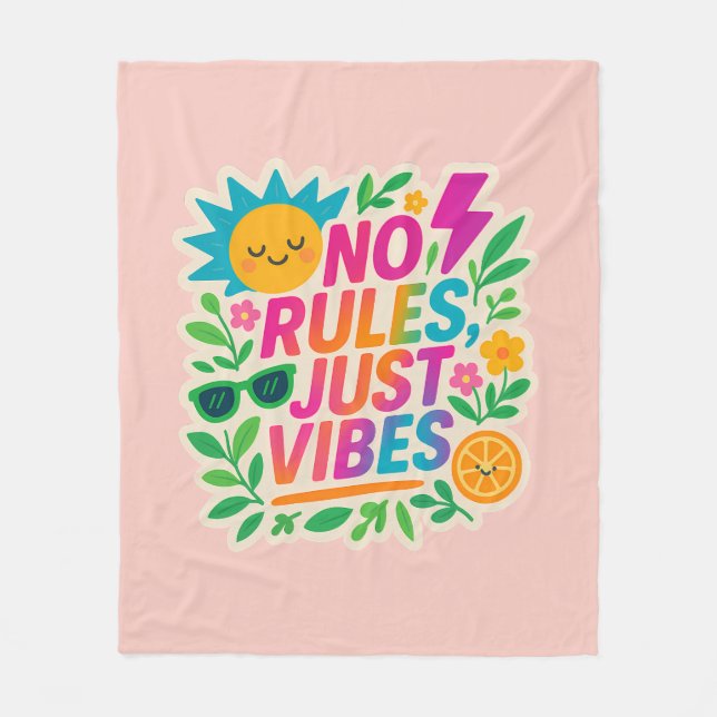 Cobertor De Velo Sem Regras Apenas Vibes - Gradiente Neon Kawaii-Pu (Frente)