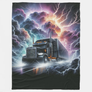 Cobertor De Velo Semi Truck em uma tempestade de relâmpagos vibrant