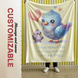 Cobertor De Velo Sempre minha mãe - Mãe de pássaros e amarelo-bebê