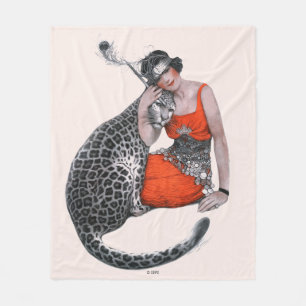 Cobertor De Velo Senhora e leopardo