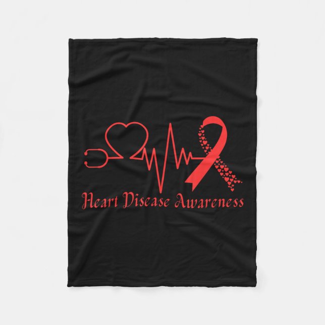 Cobertor De Velo Sensibilização Para A Doença Cardíaca Envermelhada (Frente)