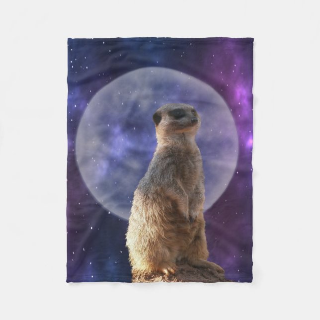 Cobertor De Velo Sentinela Cósmica: Meerkat embaixo da lua cheia (Frente)