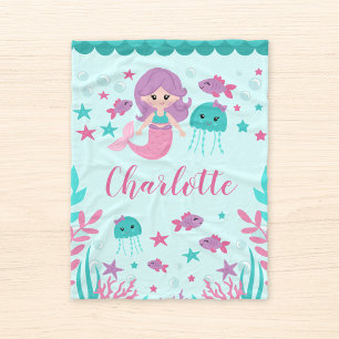 Cobertor De Velo Sereia bonito menina personalizada