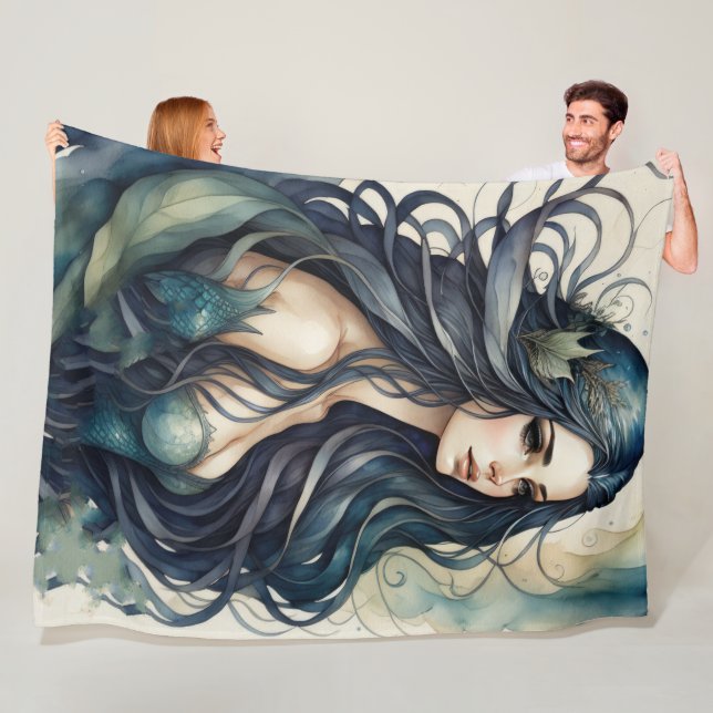Cobertor De Velo Sereia de Pintura em Aquarela (In Situ)