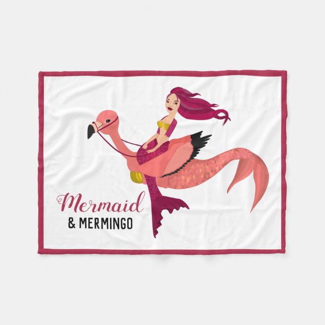 Cobertor De Velo Sereia Roxa e Flamingo Girly Melhor Amiga (Frente (Horizontal))