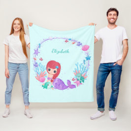 Cobertor De Velo Sereia Whimsical Watercolor Personalizada