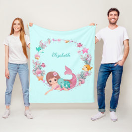 Cobertor De Velo Sereia Whimsical Watercolor Personalizada