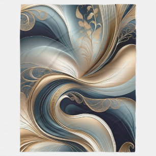 Cobertor De Velo Serenata Dourada - Floral Abstrata em Azul Turques