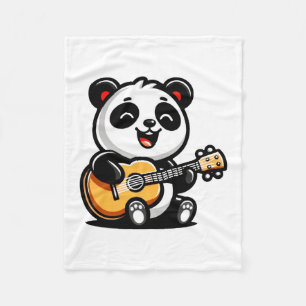 Cobertor De Velo Serenata Melódica de Panda - Arte de Violão Acústi