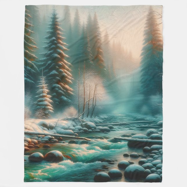 Cobertor De Velo "Serene Winter River Scene" (Frente)