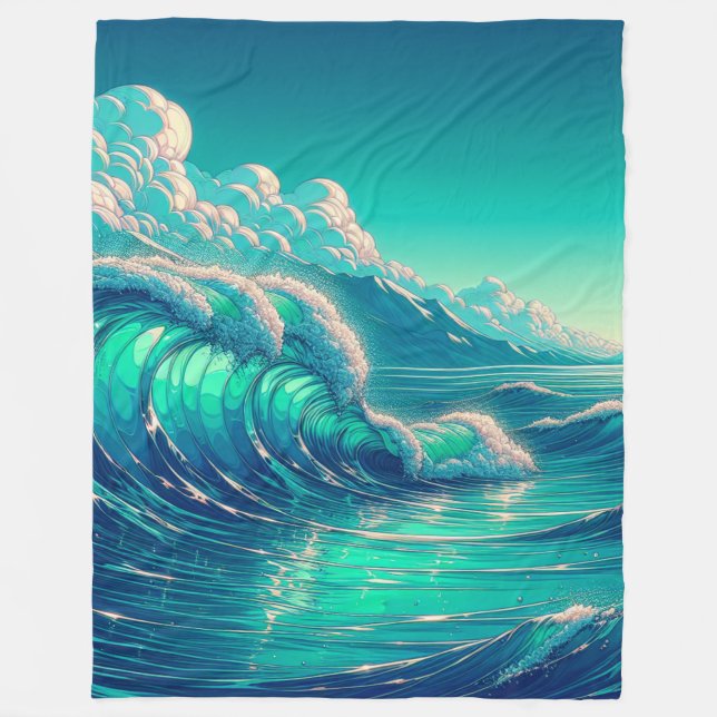 Cobertor De Velo "Serenity Seascape: Ocean's Embrace" (Frente)